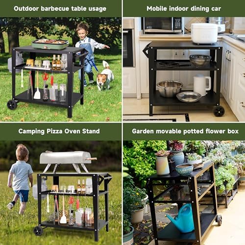 LEETOLLA Outdoor Grill Cart with Wheels, BBQ Prep Table - Image 6
