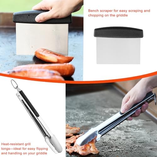 DY DECENT FAMILY 40PCS Griddle Accessories Kit, Flat Top Grill Accessories Set for Outdoor Barbecue. Griddle Accessories Set with Basting Cover, Spatula, Scraper, Burger Press, Tongs, Cleaning Kit - Image 4