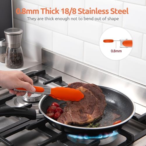 U-Taste Kitchen Tong for Cooking, 600ºF Heat-Resistant Silicone, 7in/Orange - Image 5
