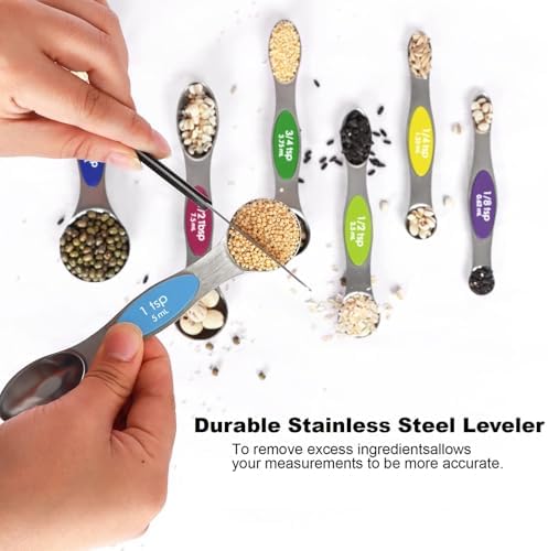 Multicolor Magnetic Measuring Spoons Set with Leveler - Image 4