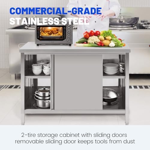 Hally Stainless Steel Cabinet 24"x60" Commercial Heavy Duty Prep Workbench - Image 6