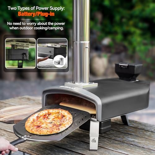 Mimiuo 12" Outdoor Wood Pellet Pizza Oven w/Auto-Rotating Stone, 60S Bake - Image 7
