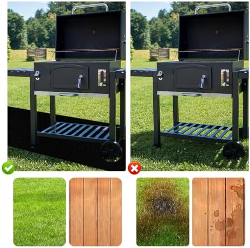 Under Grill Mat 36.6 x 39.3 Inch Fire Pit Mat Black Double-Sided Fireproof Grill Pad Square Fire Pit Mats for Decks Patios Grass BBQ Smoker - Image 4