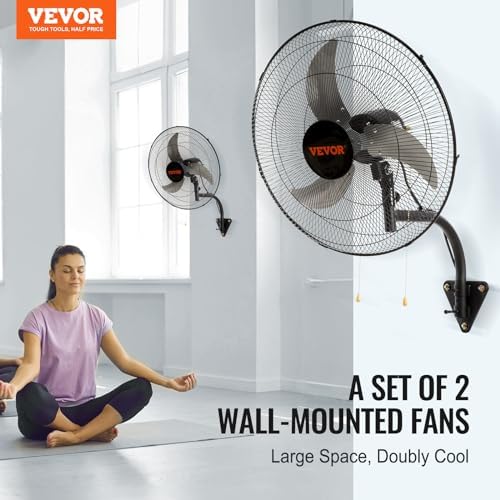 VEVOR 18 Inch Wall Mount Fan, Oscillating, 3-Speed, 4000 CFM, 2 Pack - Image 2