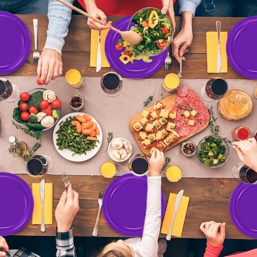 50 Pack Purple Paper Plates 9" Round Purple Disposable Party Plates Set - Image 6
