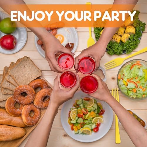 60 Pcs Yellow Disposable Plastic Forks Cutlery Heavy Duty Dinnerware Plastic Silverware Flatware for Home Office School Party Picnics Restaurant Outdoor Events or Every Day Use (Yellow) - Image 4