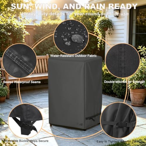 NettyPro Electric Smoker Cover, Heavy Duty Waterproof Vertical Smoker Cover for Masterbuilt Outdoor Square Grill Smoker, Black - Image 4
