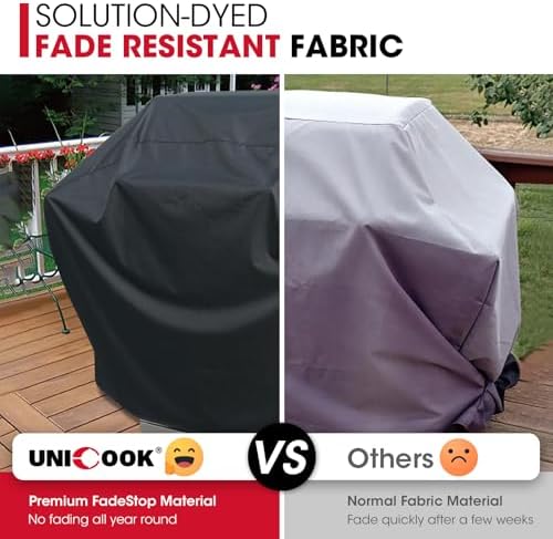 Unicook Grill Cover 55 Inch for Outdoor Grill, Heavy Duty, Waterproof, Fade Resistant, BBQ Cover with Handles/Straps/Air Vents, Compatible with Weber Charbroil Nexgrill Gas BBQs etc (Pack of 2) - Image 4