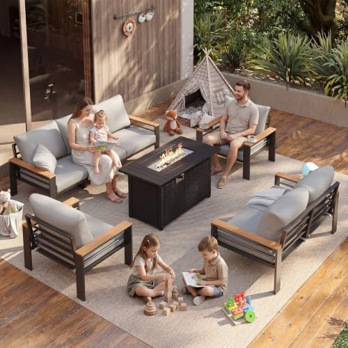 Aoxun Patio Furniture Set, Aluminum Outdoor Furniture with Fire Pit Table - Image 2