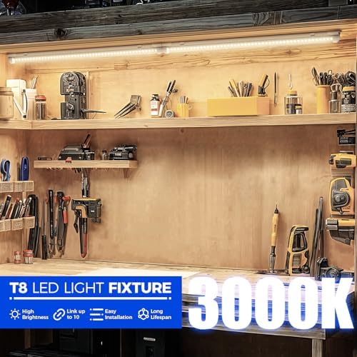 Barrina T8 LED Shop Lights 2FT, 20W 3000LM 3000K, 2 Pack, High Output Tube - Image 4