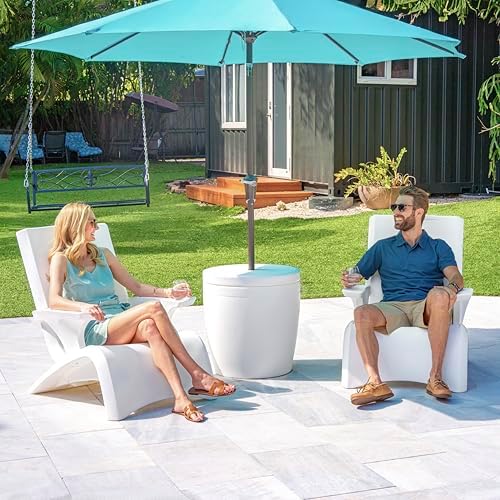Step2 Vero Adirondack Chair, Stylish Poolside Lounger, Fade-Resistant, Waterproof Patio Furniture for Sun Shelf, Use in Pools up to 9-Inches of Water, Weighted, White - Image 2