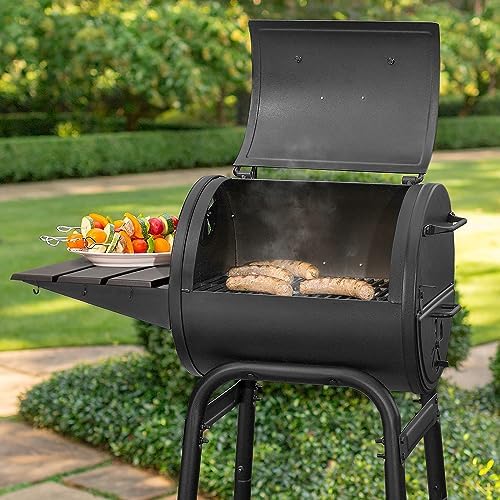 Char-Griller® Patio Pro Charcoal Grill and Smoker with Cast Iron Grates, Premium Metal Shelf and Damper Control, 250 Cooking Square Inches in Black, Model 1616 - Image 2
