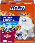Hefty Ultra Strong 13 Gal Kitchen Trash Bags, White, Fabuloso Citrus, 80ct by Hefty