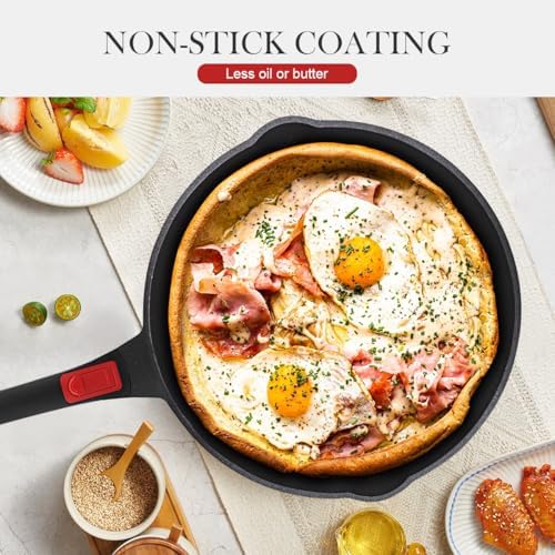 10 Inch Deep Frying Pan Skillet with Lid, 4 QT Nonstick Saute Pan - Image 2