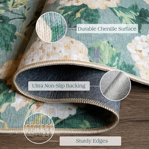3x5 Floral Entry Rug - Washable Indoor Outdoor Mats for Front Door - Image 2