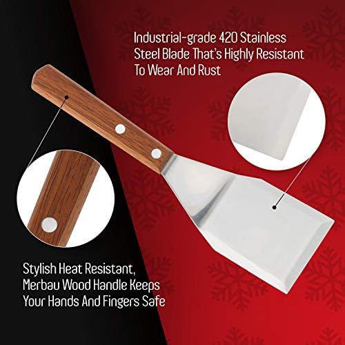 Homi styles Cookie/Brownie Spatula Small Metal Spatula With Merbau Wooden Handle | Heavy Duty Stainless Steel Flipper With Beveled Edges | Small Spatula Portable Cooking Turner Mini 2.5-Inch Blade - Image 4