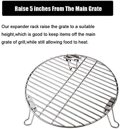 Grill Expander Rack Stack Rack Expansion Grilling Rack Stainless Steel Fit Large & XL Big Green Egg Weber Kettle 22 Inches Charcoal Grill Kamado Joe,18" or Bigger Diameter Grill - Image 4