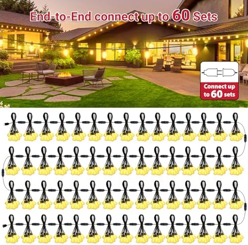 LAMPHOME 2-Pack 26Ft ST38 Outdoor String Lights, Warm Yellow Edison LED Patio Light with 12+1 Shatterproof Bulbs, Waterproof for Bistro Christmas Party Garden Decor - Image 6