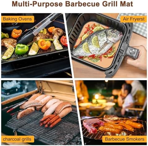 M METERXITY 5-Pack BBQ Mesh Grill Mat 17 X14 Inch, Reusable Nonstick Grilling Mats Sheet Liner for Outdoor Grill/Griddle/Cooking/Baking Mats/Gas Electric Grill/Barbecue Smoker[Black] - Image 6