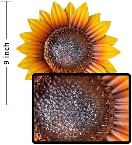 YEAHOME Sunflower Wall Decor - 9'' Metal Flower Wall Art Decorations 3 PACK Spring Yard Garden Sunflower Decor Hanging for Kitchen, Bathroom, Bedroom, Set of 3 Handmade Gift for Home, Indoor, Outdoor - Image 3