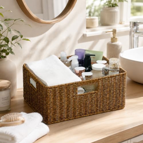 Jumbo Wicker Basket, Rectangular Wicker Basket for Storage, 16.5 x 13 x 7.5 - Image 3