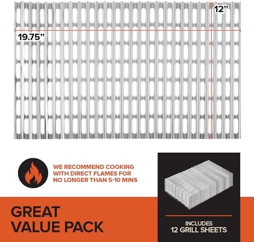 Stock Your Home 12 Pack Aluminum Grill Grate Liners, 12" x 20" No Mess Foil Disposable Grill Toppers for Outdoor Charcoal BBQs, Grilling Accessories - Image 2