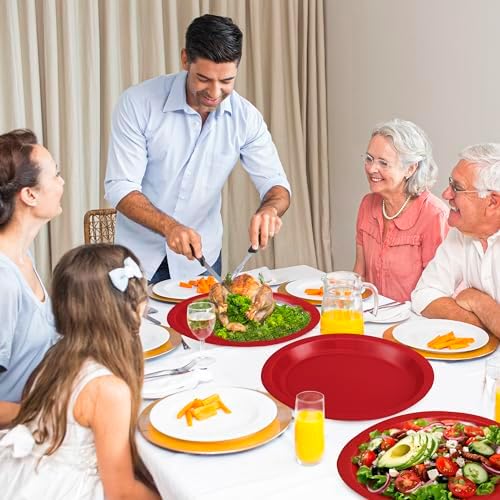 50 Count Red Paper Plates 12.2" x 10.2" Heavy-duty Oval Red Dinner Plates - Image 6