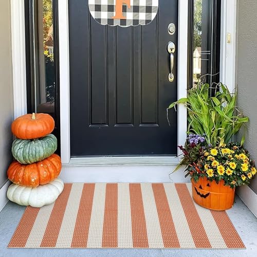 OJIA Front Door Rug 24"x51" Outdoor Door Mat Striped Porch Rug Fall Decor by OJIA
