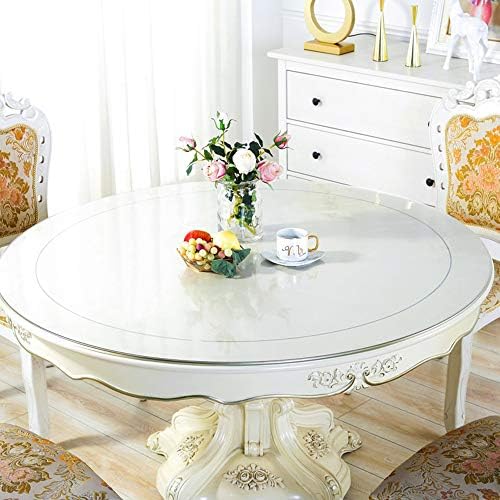 Wadrac Crystal Clear PVC Table Cover Protector Plastic Tablecloth Side Top Screen Protector Scratch Kitchen Dining Room Wood Furniture Oval Protective Cover Pad Wipeable Round 1.5mm Thick 36 inch - Image 2