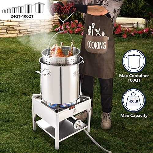 ARC Stainless Steel Propane Burner for Outdoor Large Batch Cooking,200K BTU High-Pressure,16.5"Wx16.5"H for Large Batch Cooking,10-inch Cast-Iron Burner - Image 5