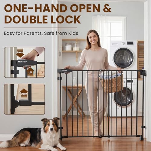 Mumeasy 36" Tall Baby Gate for Stairs, 29.5-43.3" Expandable Hardware Mounted (Drill Needed), Removable No Bottom Bar Dog Gate, Auto Close Wide Walk Thru Safety Gate for Doorways, Pets& Toddlers,Black - Image 5