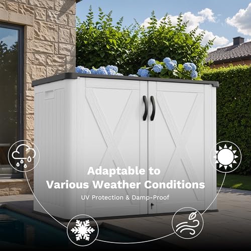 Greesum 26 Cuft Outdoor Storage Box with Lockable Doors, White - Image 5