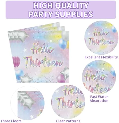 Greencian 96Pcs Iridescent 13th Birthday Party Decorations, Serves 24 - Image 3