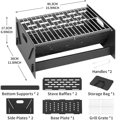 15.9" Foldable Portable Camping Charcoal Grill - Image 2