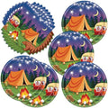 40pcs Camping Party Supplies Campfire Hiking Camper Theme Birthday Paper Plates and Napkins Set for Boys Kids Campfire Barbecue Birthday Party by Frypeas