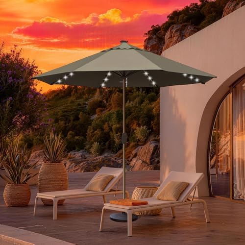 EliteShade USA 10-Year-Non-Fading 10ft Market Patio Umbrella, Commercial Grade Table Sun Umbrella with 80 Solar LED Lights, Crank Open, Windproof & UPF 50+ UV Protection for Garden, Deck, Pool, Backyard, No Tilt, Taupe - Image 3