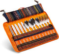 13 Piece Stainless Steel Family Cutlery Picnic Utensil Set with Travel Case for Camping | Hiking | BBQs - Includes Forks | Spoons | Knifes | Chopstick, Plus Nylon Commuter Case (Orange) by Wealers