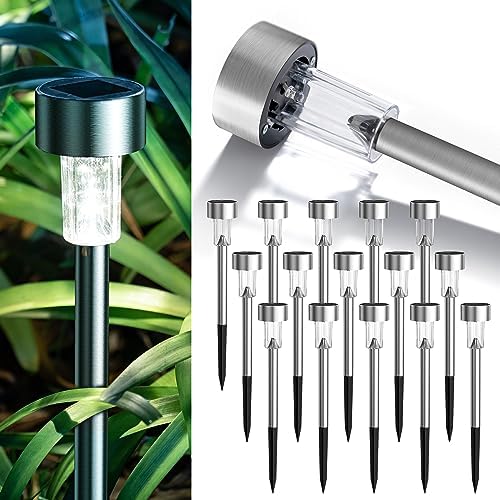 GIGALUMI 16 Pack Solar Lights Outdoor Waterproof, Stainless Steel by GIGALUMI