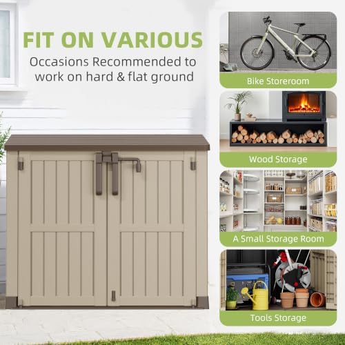 Bifanuo 36 Cu Ft Resin Outdoor Storage Shed, Horizontal Storage Cabinet - Image 5