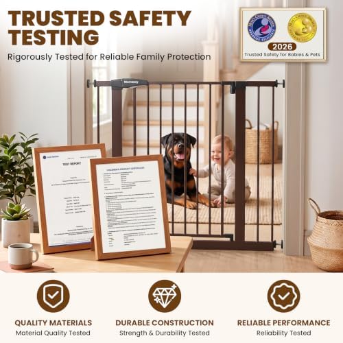 Mumeasy 36" High Extra Tall Dog Gate, 29.7"-40.5" Wide Pressure Mounted Tall Baby Gate for Dog, Auto Close Pet Gate with Door for Stairs,Doorways,House,Black - Image 3