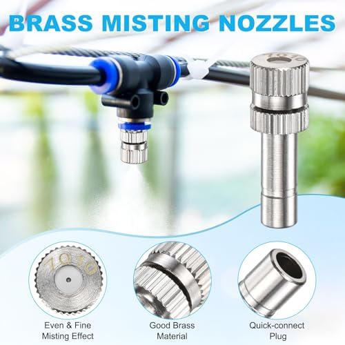 M METERXITY 20-Pack Brass Misting Nozzles, 0.028"/0.7mm Orifice Mister Replacement Heads for Outdoor Cooling System/Landscaping/Humidification/Greenhouse, 6mm Low-Pressure Fog Sprayer Nozzle - Image 2