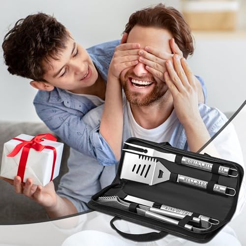 Papa Gifts from Grandkids, Gifts for Papa Christmas, Grilling Accessories, Heavy Duty Stainless Steel Grill Set BBQ Grill Tools for Outdoor Grill with Aluminum Case, Camping Grill Utensils Set - Image 7