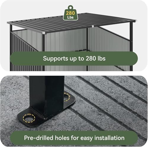 Aoxun 6x6FT Outdoor Shed Grill Shed with Solar Light, Black - Image 7