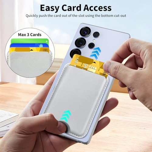 Magnetic Wallet for Samsung Galaxy S26 S25 S24 Series, Fold 8 Ultra with Magsafe Case, for iPhone 18-12 Series, RFID Blocking Leather Magnetic Card Holder | Holds 3 Cards | Gray - Image 3