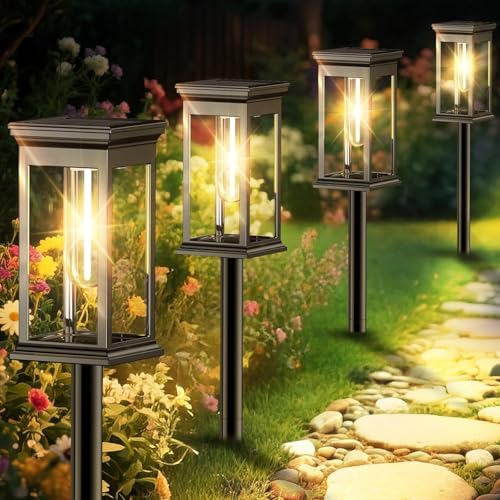 Solar Pathway Lights Outdoor Waterproof – 8 Pack Bright Solar Powered Garden Lights with Auto On/Off, IP65 LED Landscape Lighting for Walkway Patio Lawn Yard Decor by Unknown