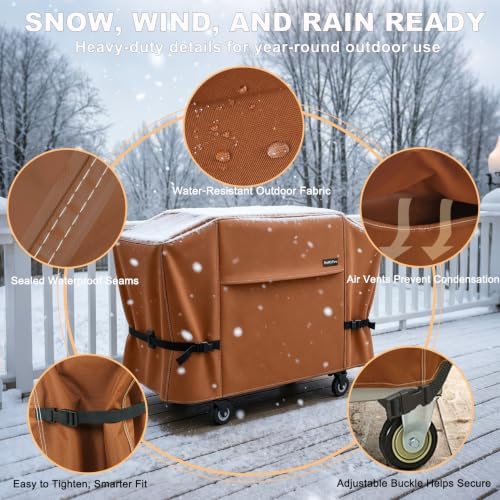 NettyPro Griddle Cover for Blackstone 28 inch Griddle Waterproof Heavy Duty 2 Burner Flat Top Gas Grill Cover 28" Cooking Station Camping, Brown - Image 3