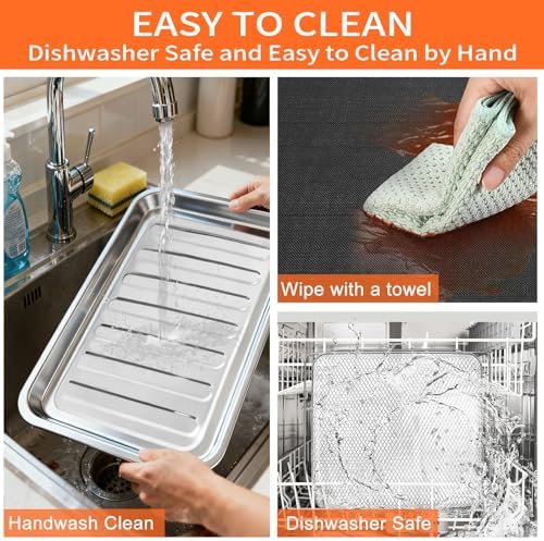 GWY Air Fryer Accessories for Emeril Lagasse French Door 360 Extra Large Dual Zone 25 QT Oven, Baking Set with Air Fryer Basket Baking Pan Tray Disposable Parchment Paper Reusable Baking Mat Cookware - Image 5