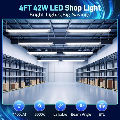 hykolity 4FT LED Shop Light Linkable,4400LM,5000K Daylight - Image 2