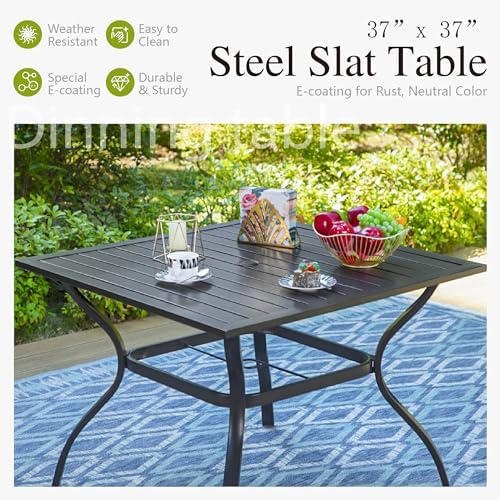 Sophia & William Patio Dining Set for 4, Square Table & Blue Swivel Chairs - Image 5
