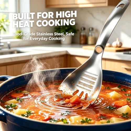 5-in-1 Stainless Steel Cooking Spoon Set, Multifunction Cooking Spoon,with Potato Masher, Egg Yolk Separator, Grater Plate, Bottle Opener & Slotted Spoon(Pack of 2) - Image 5